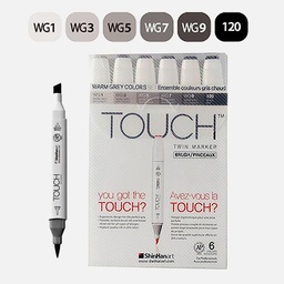 [SHINHAN 1200601] SHINHAN Touch Brush Twin Marker Warm Grey Set x 6