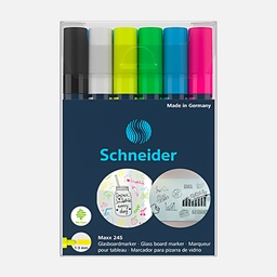 [SCHNEIDER 124596] SCHNEIDER Maxx 245 Glass Board Dry Erase Marker Set 2 x 6