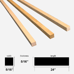 [BUD NOSEN 3506] BUD NOSEN Basswood Square Stick (T)5/16" x (W)5/16" x (L)24"