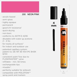 [MOLOTOW 227208] MOLOTOW One4All Acrylic Marker 4mm 200 Neon Pink