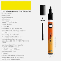 [MOLOTOW 227229] MOLOTOW One4All Acrylic Marker 4mm 220 Neon Yellow Fluorescent