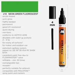[MOLOTOW 227232] MOLOTOW One4All Acrylic Marker 4mm 219 Neon Green Fluorescent