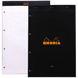 [RHODIA 201009C] RHODIA Basics Punched Notepad 80gsm Seyes A4+ x 80 Black
