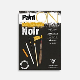 [CLAIREFONTAINE 975168] CLAIREFONTAINE Paint On Black Mixed Media Paper Pad 250gsm A5 x 20
