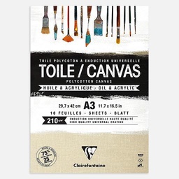 [CLAIREFONTAINE 975211C] CLAIREFONTAINE Polycotton Natural Canvas Pad 210gsm A3 x 10