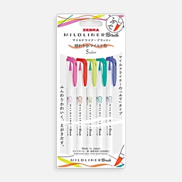 [ZEBRA WFT8-5C-HC-N] ZEBRA Mildliner Brush Marker Fluorescent Bright Set x 5
