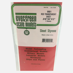 [EVERGREEN 9901] EVERGREEN Styrene Sheet (T)0.25mm x (W)150mm x (L)300mm x 2 Transparent Red