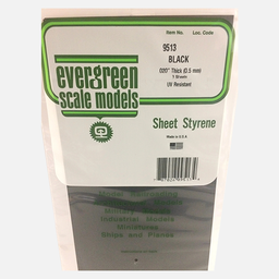 [EVERGREEN 9513] EVERGREEN Styrene Sheet (T)0.50mm x (W)150mm x (L)300mm x 3 Black