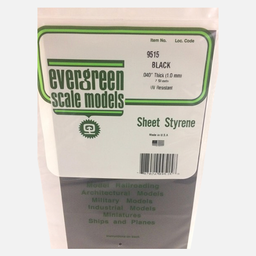 [EVERGREEN 9515] EVERGREEN Styrene Sheet (T)1.00mm x (W)150mm x (L)300mm x 2 Black