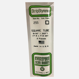 [EVERGREEN 255] EVERGREEN Styrene Square Tube (T)7.9mm x (W)7.9mm x (L)360mm