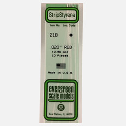 [EVERGREEN 218] EVERGREEN Styrene Rod (D)0.50mm x (L)360mm x 10