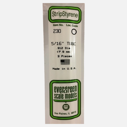[EVERGREEN 230] EVERGREEN Styrene Tube (D)7.80mm x (L)360mm x 3