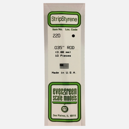 [EVERGREEN 220] EVERGREEN Styrene Rod (D)0.88mm x (L)360mm x 10