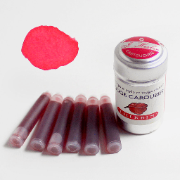 [JACQUES HERBIN 20122T] JACQUES HERBIN Fountain Pen Ink Cartridge x 6 Ruby Red ( ROUGE CAROUBIER )