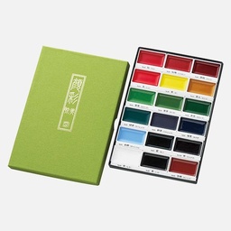 [KURETAKE MC20/18V] KURETAKE Gansai Tambi Japanese Watercolor Pan Set x 18
