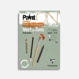 [CLAIREFONTAINE 975704] CLAIREFONTAINE Paint On Grey Green Mixed Media Paper Pad 250gsm A5 x 30