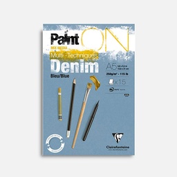 [CLAIREFONTAINE 975700] CLAIREFONTAINE Paint On Denim Blue Mixed Media Paper Pad 250gsm A5 x 15