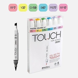 [SHINHAN 1200616] SHINHAN Touch Brush Twin Marker Pastel Color Set x 6
