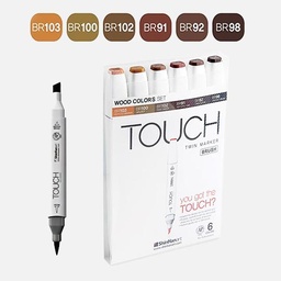 [SHINHAN 1200610] SHINHAN Touch Brush Twin Marker Wood Color Set x 6