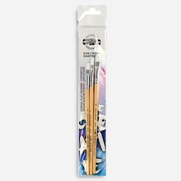 [KOH-I-NOOR 9936S03004PS] KOH-I-NOOR White Taklon Flat Brush Set x 3
