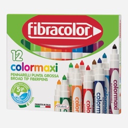 [FIBRACOLOR 10640SW012SC] FIBRACOLOR Colormaxi Washable Fibre Pen Broad Tip Set x 12