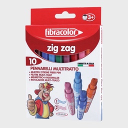 [FIBRACOLOR 10580SW010SE] FIBRACOLOR Zig Zag Multiple Stroke Washable Fibre Pen Set x 10