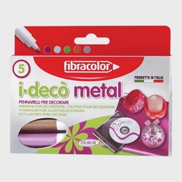[FIBRACOLOR 10640MZ005SE] FIBRACOLOR I-Deco Metal Fibre Pen Set x 5