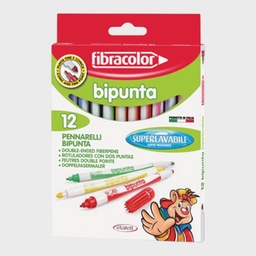 [FIBRACOLOR 10544SW012SE] FIBRACOLOR Bipunta Washable Double-Ended Fibre Pen Set x 12