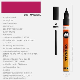 [MOLOTOW 127238] MOLOTOW One4All Acrylic Marker 2mm 232 Magenta