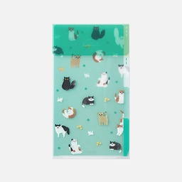 [MIDORI 35459006] MIDORI Clear Folder With Flap 3-Pocket A5 Slim Cats