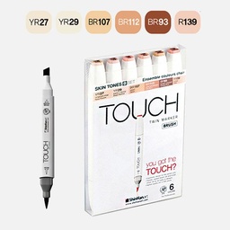 [SHINHAN 1200624] SHINHAN Touch Brush Twin Marker Skin Tones B Set x 6