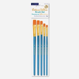 [MULTICRAFT AB320E] MULTICRAFT Color Factory Deluxe Taklon Flat Brush Set x 5