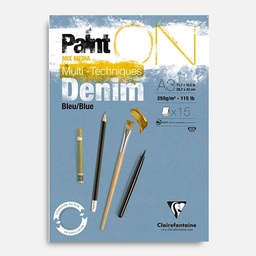 [CLAIREFONTAINE 975702] CLAIREFONTAINE Paint On Denim Blue Mixed Media Paper Pad 250gsm A3 x 15