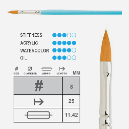 [PRINCETON 3750PF-8] PRINCETON Select Pointed Filbert Brush 8