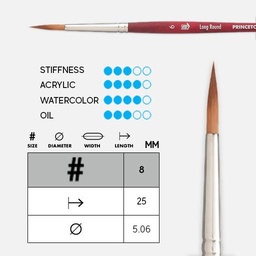 [PRINCETON P3950LR8] PRINCETON Velvetouch Synthetic Blend Long Round Brush 8