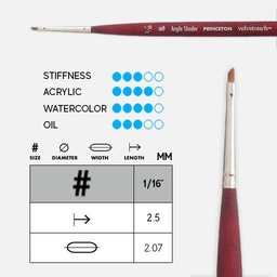 [PRINCETON 3950MAS-006] PRINCETON Velvetouch Synthetic Blend Mini-Angle Shader Brush 1/16"