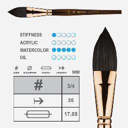 [PRINCETON 4750OW-075] PRINCETON Neptune Synthetic Squirrel Oval Wash Brush 3/4"