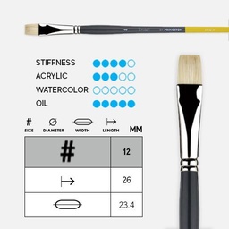 [PRINCETON P9700B12] PRINCETON Snap! Natural Bristle (Long Handle) Bright Brush 12