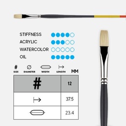 [PRINCETON 9700F-12] PRINCETON Snap! Natural Bristle (Long Handle) Flat Brush 12