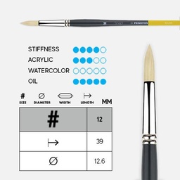 [PRINCETON 9700R-12] PRINCETON Snap! Natural Bristle (Long Handle) Brush Round 12