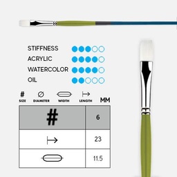 [PRINCETON 9800F-6] PRINCETON Snap! White Synthetic (Long Handle) Flat Brush 6