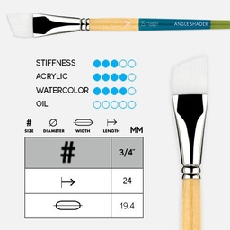 [PRINCETON 9850AS-075] PRINCETON Snap! White Synthetic Angle Shader Brush 3/4"