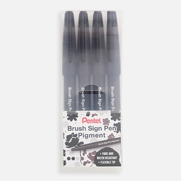 [PENTEL SESP15-4] PENTEL Pigment Brush Sign Pen Set x 4
