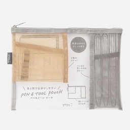 [MIDORI 53345006] MIDORI Pen & Tool Mesh Pouch Light Brown