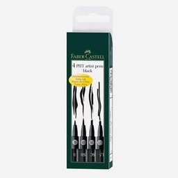 [FABER-CASTELL 167139] FABER-CASTELL Pitt Artist Pen Black Set x 4
