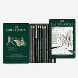 [FABER-CASTELL 112972] FABER-CASTELL Pitt Monochrome Graphite Tin Set x 11