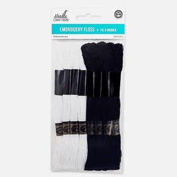 [MULTICRAFT NC162D] MULTICRAFT Needle Crafters Embroidery Floss Black & White Set x 8