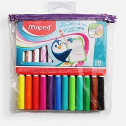 [MAPED 741817] MAPED Washable Dry Erase White Board Marker Set x 12