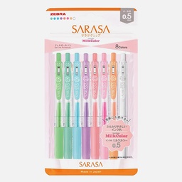 [ZEBRA JJ15-8C-MK-N] ZEBRA Sarasa Clip Milk Color Roller Pen Set x 8