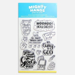 [MIGHTY HANDS ST104] MIGHTY HANDS Clear Stamp 4” x 6” Canvas Of Grace